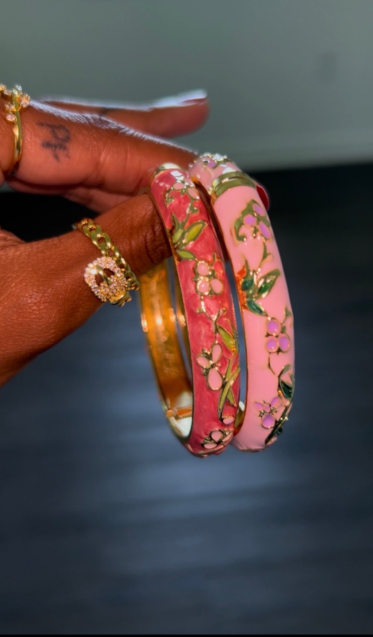 Blush floral bangle