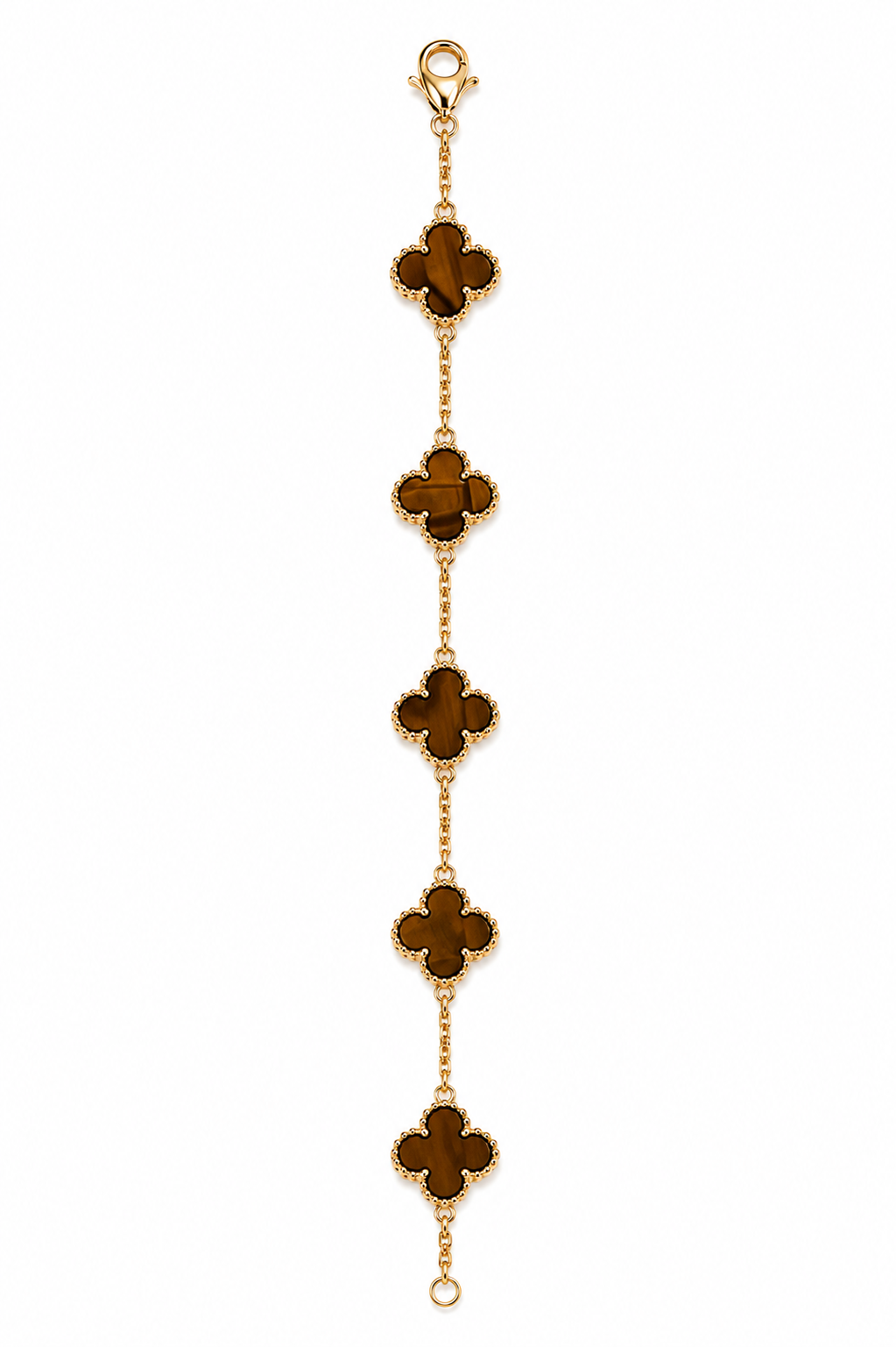lucky girl clover bracelet (brown/gold)